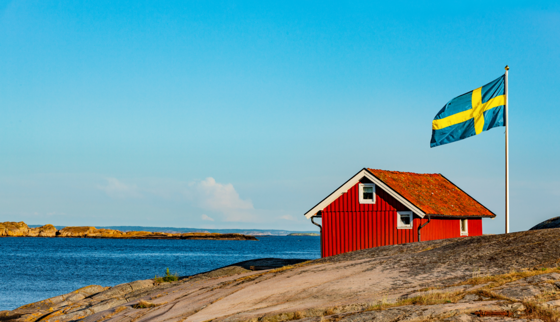 Flagge Schweden, rotes Haus