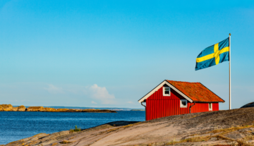Flagge Schweden, rotes Haus
