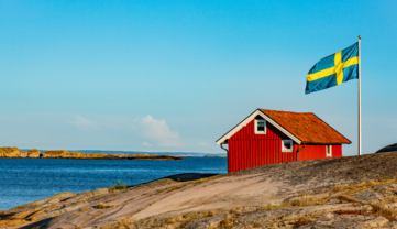 Flagge Schweden, rotes Haus